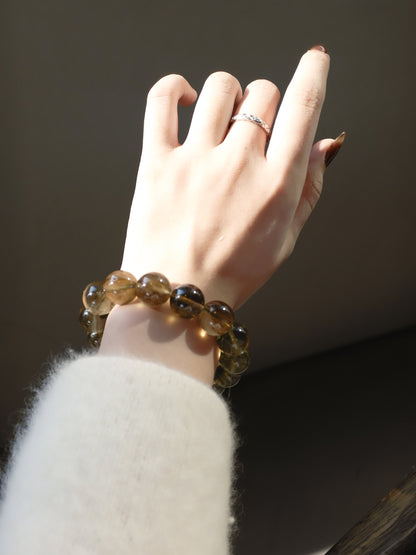 BLACK GOLD LIBYAN DESERT GLASS BRACELET